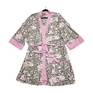 Berkley Jensen Floral Kimono Wrap Robe PInk Gray XL Cottagecore
